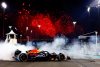 ABU DHABI, UNITED ARAB EMIRATES - NOVEMBER 26: Race winner Max Verstappen of the Netherlands driving the (1) Oracle Red Bull Racing RB19 performs donuts on track during the F1 Grand Prix of Abu Dhabi at Yas Marina Circuit on November 26, 2023 in Abu Dhabi, United Arab Emirates. (Photo by Mark Thompson/Getty Images) // Getty Images / Red Bull Content Pool // SI202311260253 // Usage for editorial use only //